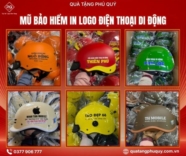 Mẫu in mũ bảo hiểm của hàng điện thoại di động