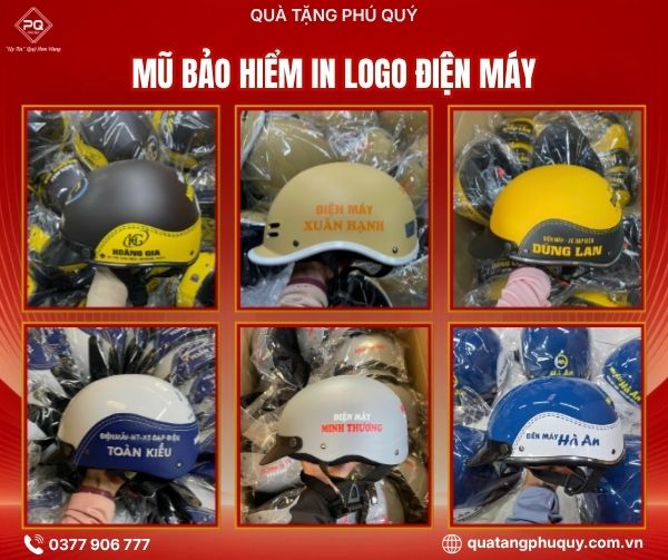 Mẫu mũ bảo hiểm in logo cửa hàng điện máy
