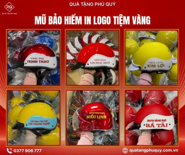Mẫu in mũ bảo hiểm tiệm vàng