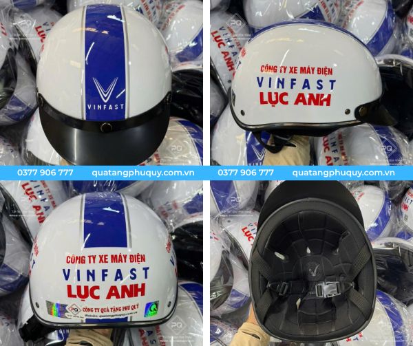 Mũ bảo hiểm in logo cửa hàng Vinfast Lục Anh - Mẫu 2