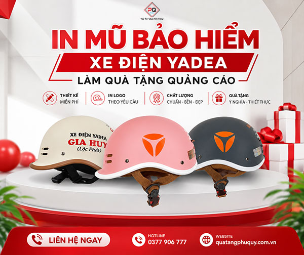 In mũ bảo hiểm xe điện Yadea theo yêu cầu In mũ bảo hiểm xe điện Yadea theo yêu cầu