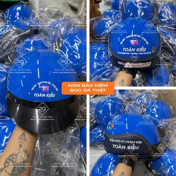 Mẫu 12: Nón bảo hiểm bọc da thật