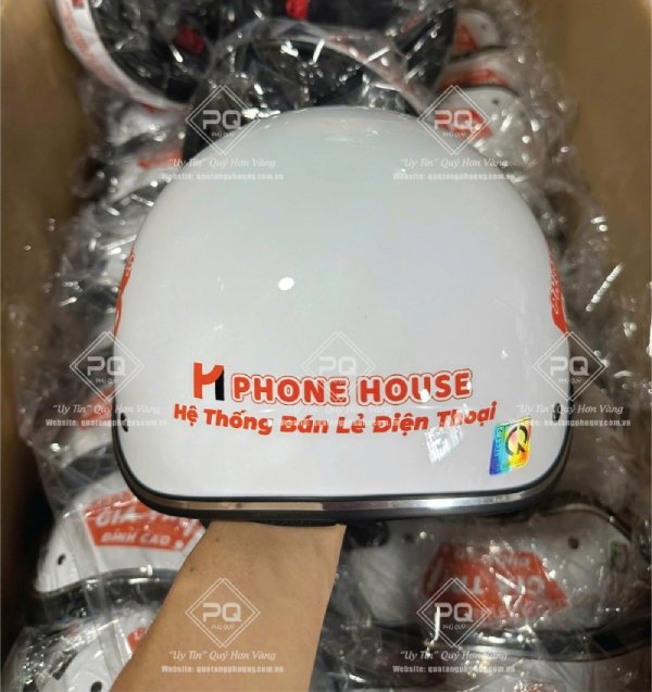 Mẫu nón bảo hiểm in logo nửa đầu