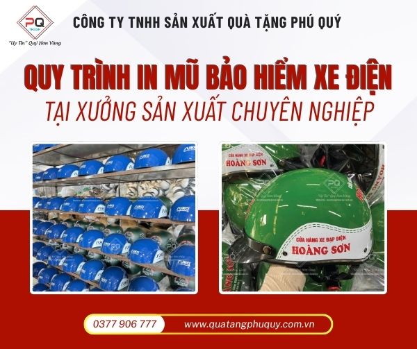 Quy trình in mũ bảo hiểm xe điện tại xưởng sản xuất chuyên nghiệp