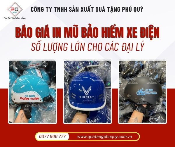 Báo giá in mũ bảo hiểm xe điện số lượng lớn cho đại lý