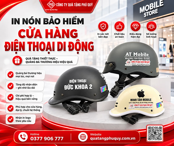 In nón bảo hiểm cửa hàng điện thoại di động