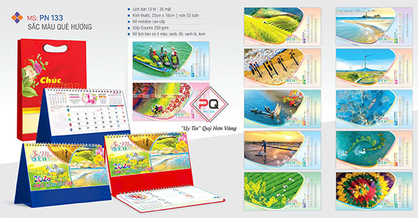 Lịch đề bàn chữ M chủ đề Sắc màu quê hương