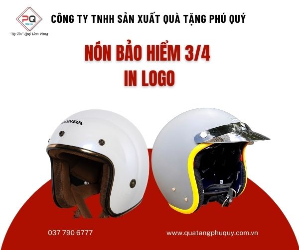 Mũ bảo hiểm 3/4 in logo