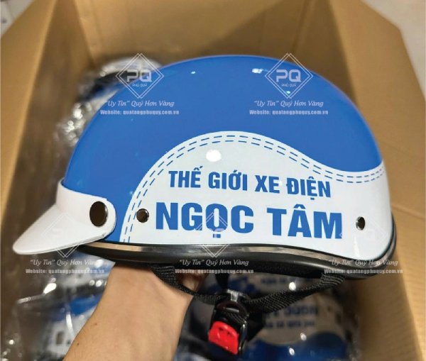 Mẫu nón bảo hiểm in logo nửa đầu