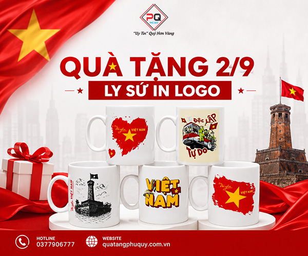 Ly sứ in hình chủ đề ngày 2/9 Ly sứ in hình chủ đề ngày 2/9