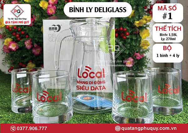 Quà tặng doanh nghiệp - Bộ bình ly thuỷ tinh in logo Quà tặng doanh nghiệp - Bộ bình ly thuỷ tinh in logo