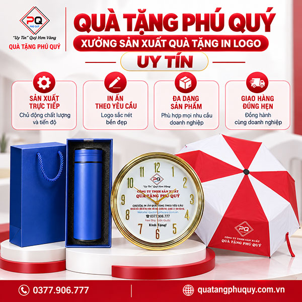 Quà Tặng Phú Quý - Xưởng sản xuất quà tặng in logo uy tín, chất lượng
