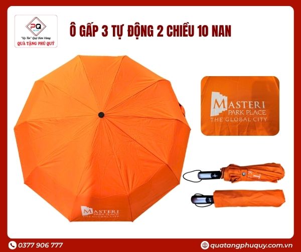 Ô dù gấp 3 tự động 2 chiều 10 nan cán cong