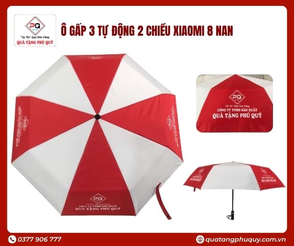 Ô gấp 3 tự động 2 chiều Xiaomi 8 nan in logo Ô gấp 3 tự động 2 chiều Xiaomi 8 nan in logo