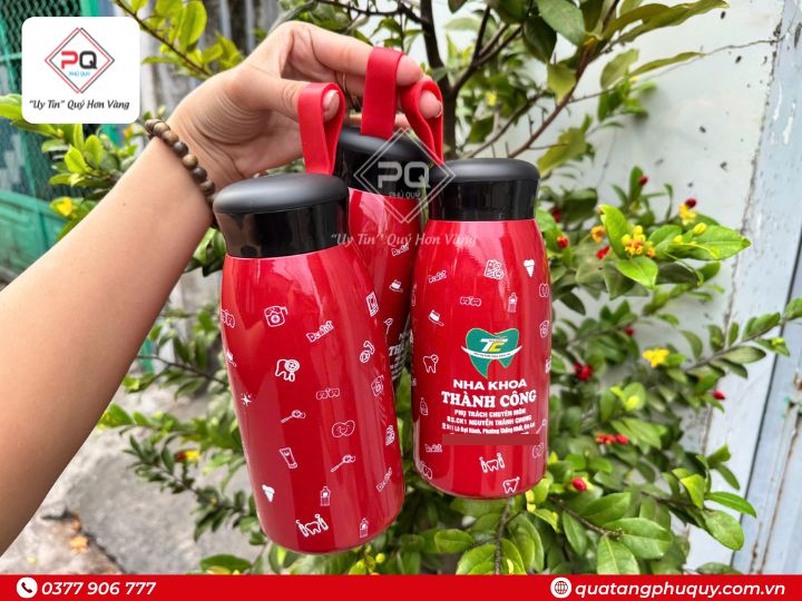 Bình giữ nhiệt in logo nha khoa theo yêu cầu