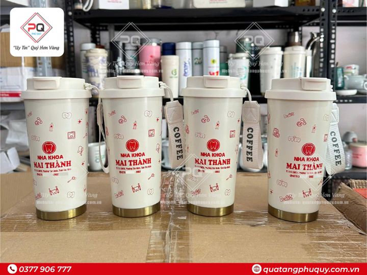 Bình giữ nhiệt in logo phòng khám nha khoa