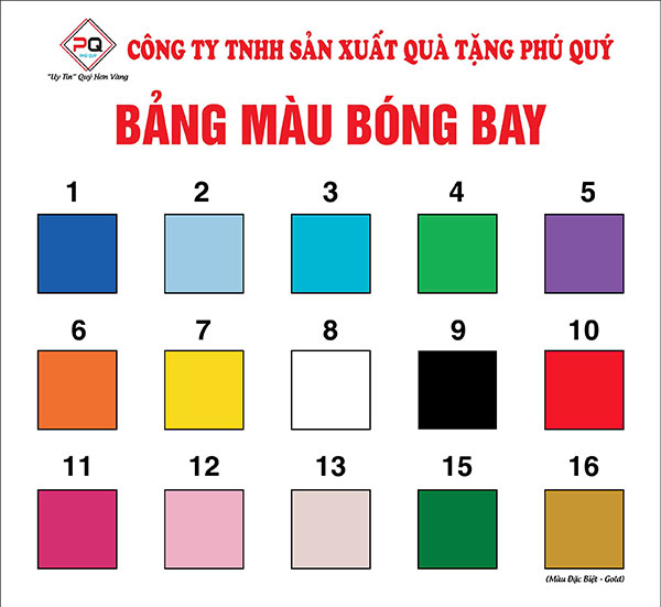 Bảng màu bong bóng in logo trung tâm Anh ngữ tại Quà Tặng Phú Quý