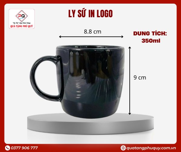 Cốc sứ in logo đủ màu dáng lùn quai C 350ml Cốc sứ in logo đủ màu dáng lùn quai C 350ml