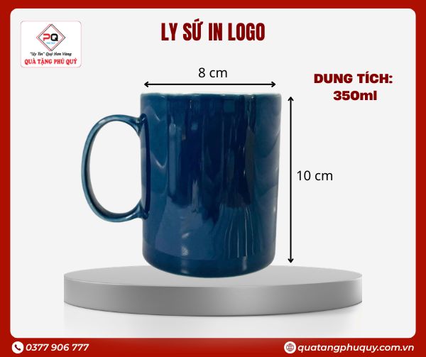 Ly sứ quà tặng in logo đủ màu hình trụ quai C 350ml Ly sứ quà tặng in logo đủ màu hình trụ quai C 350ml