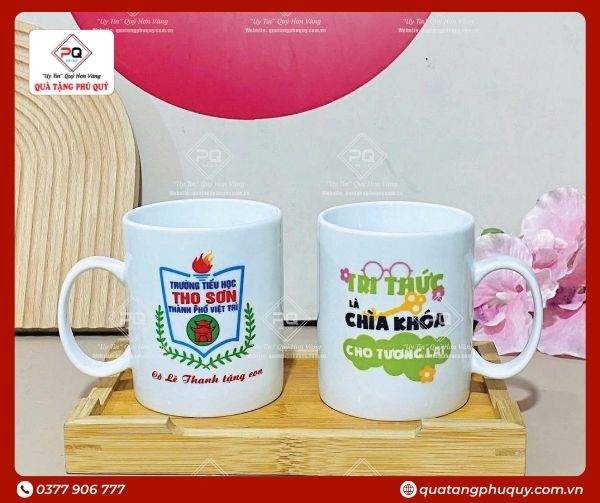 Mẫu ly sứ quà tặng kỷ niệm cho trường học