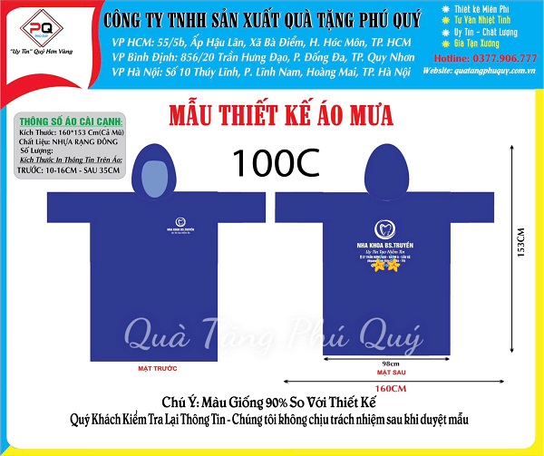 Phú Quý cung cấp áo mưa in logo chất lượng, uy tín