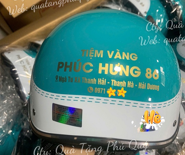 Nón bảo hiểm in logo sản xuất bởi Phú Quý đạt chất lượng