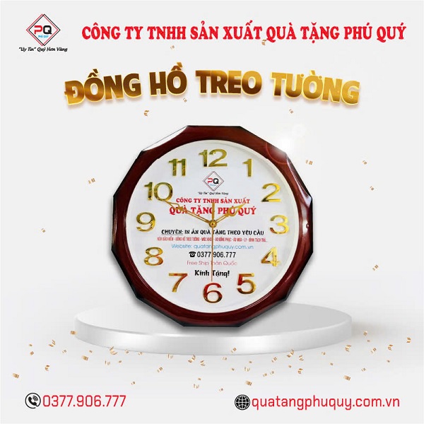 Công ty Phú Quý cung cấp đồng hồ treo tường in logo làm quà tặng doanh nghiệp
