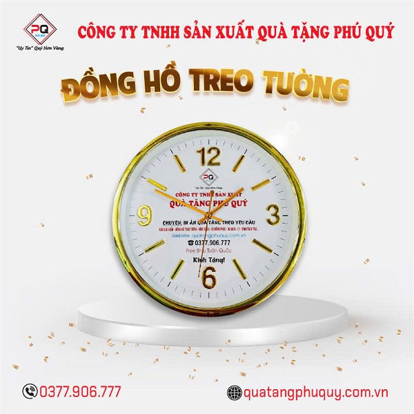 Đồng hồ treo tường in logo chất lượng kèm giá thành tốt tại Công ty Phú Quý