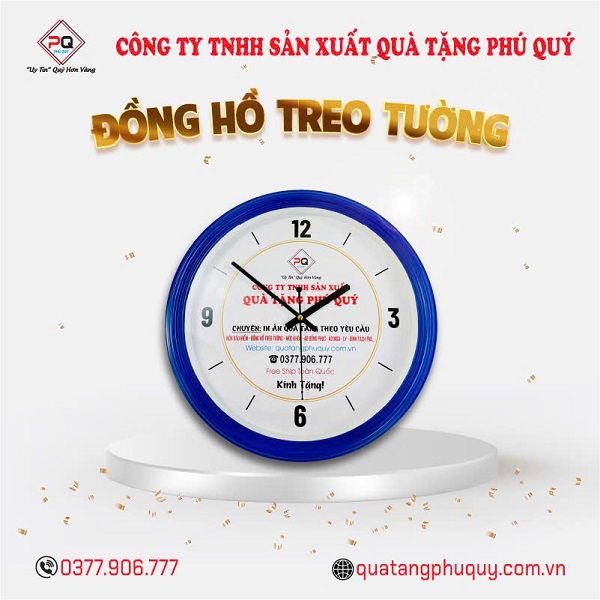 Đồng hồ treo tường in logo chất lượng uy tín tại Công ty Phú Quý