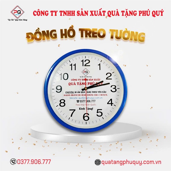 Đồng hồ treo tường in logo chất lượng tại Phú Quý